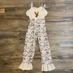 Camo Camoflauge Romper Girls Size 7-8 Beige/Brown NWOT
